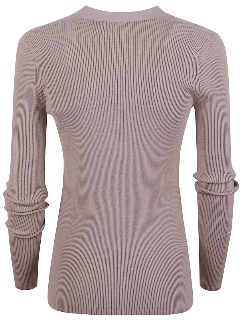 Max Mara Ribbed Viscose Cardigan With Deep V-neck In Purple
