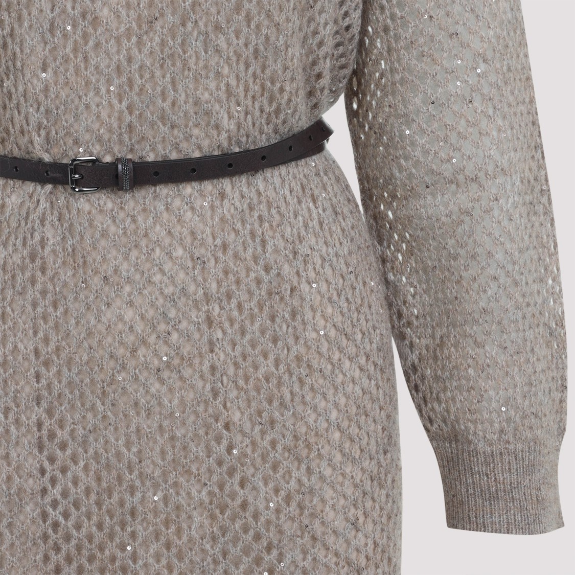 Brunello Cucinelli Grey Knit Long Dress