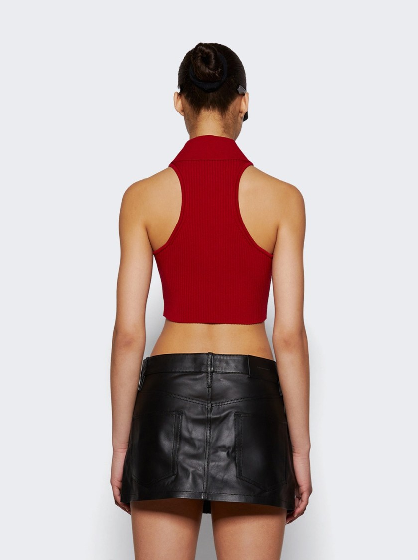 Shop Courrèges Scuba Rib Knit Top Ruby In Red