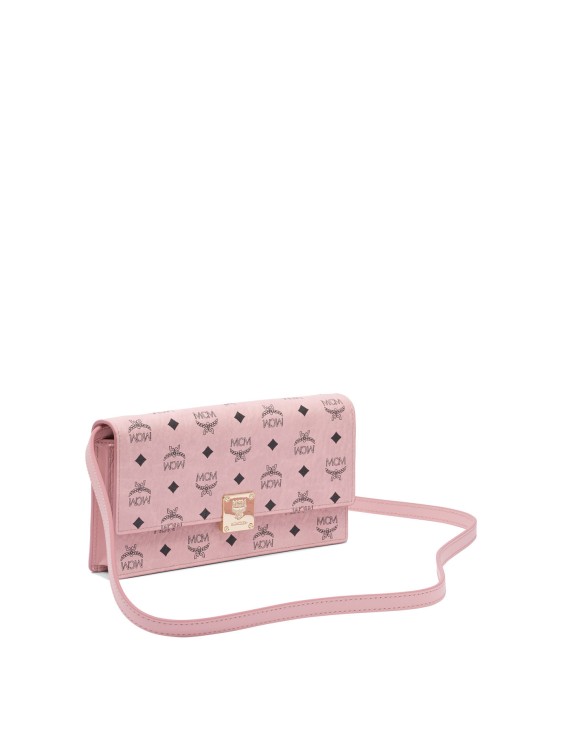 Mcm Rectangular Pink Clutch With Logo Pattern Clutch Bag