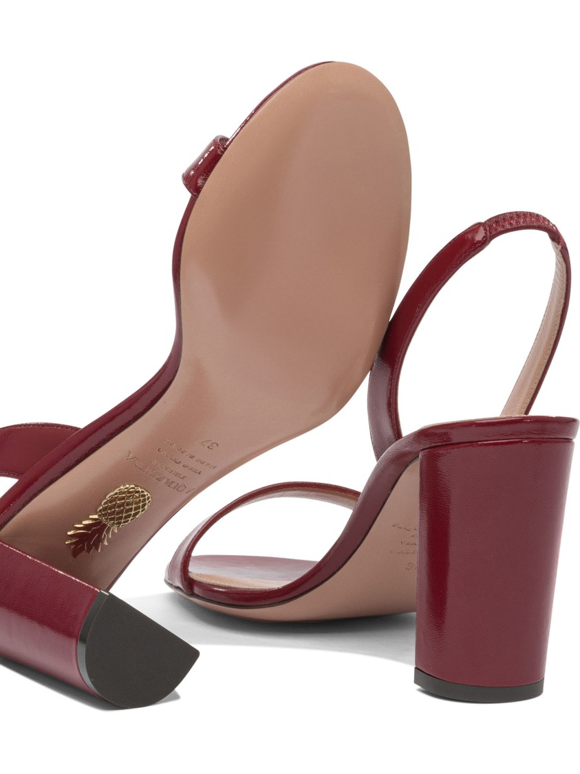 Aquazzura Red Block Sandals With Wide Strap In Burgundy