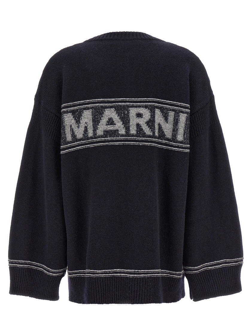 Marni Intarsia Logo Wool Cardigan
