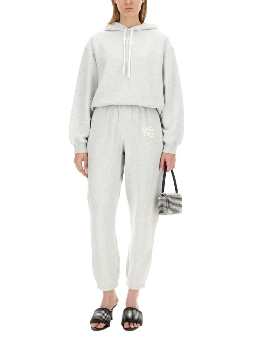 Alexander Wang T T By Alexander Wang Oversized Grey Hoodie With Subtle Logo In Grey