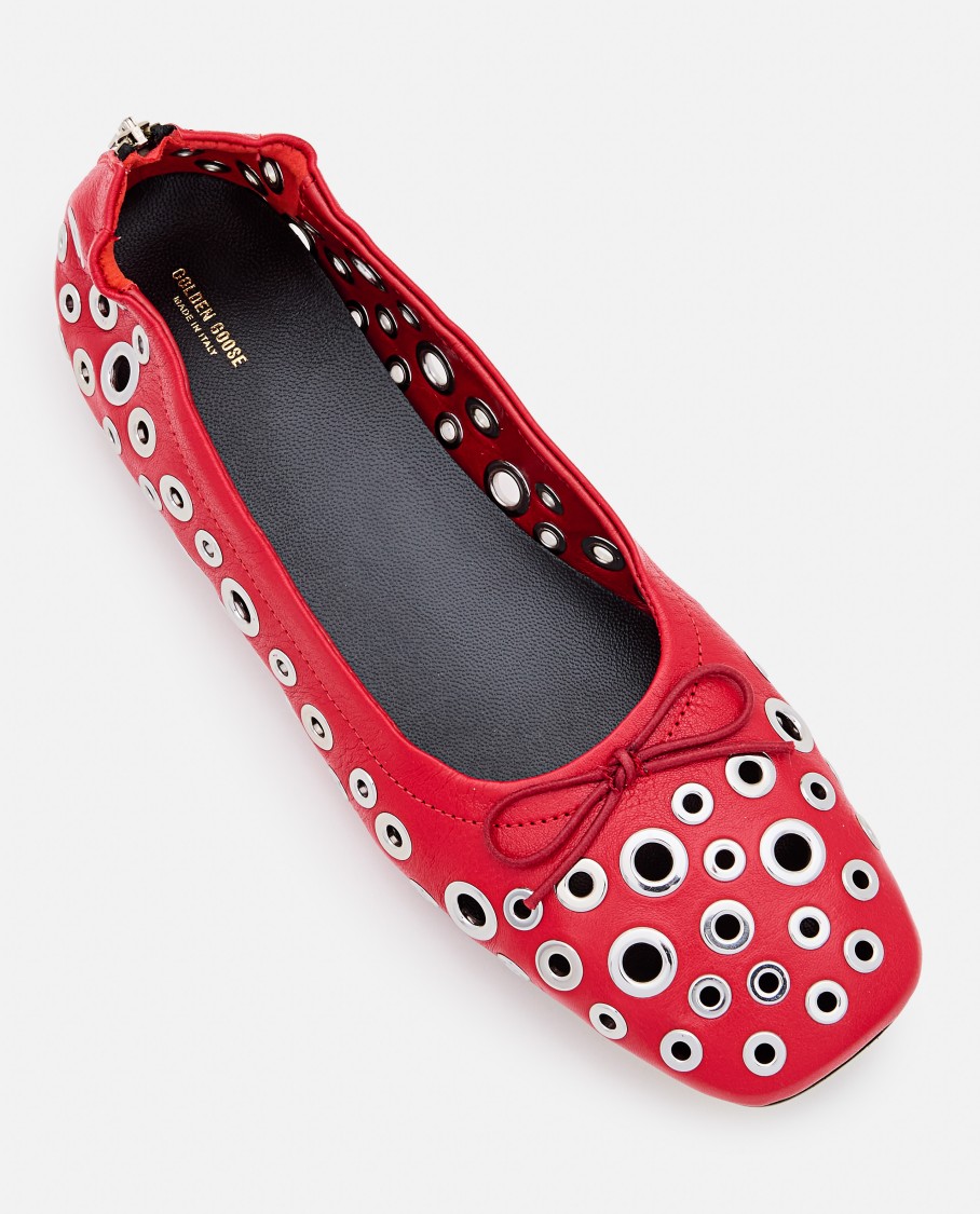Golden Goose Amy Eyelet-embellished Nappa Ballerina Flats