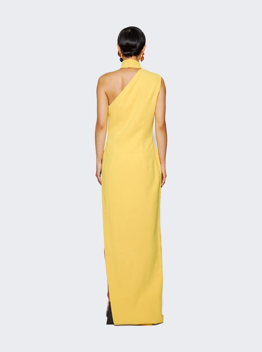 MONOT MÔNOT ASYMMETRICAL HIGH NECK SHOULDER DRESS 