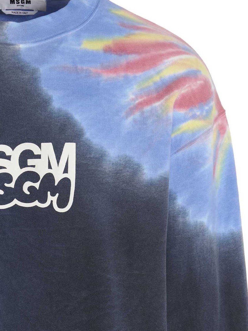 Msgm Burro Studio Logo Print Tie Dye Sweatshirt In Gray