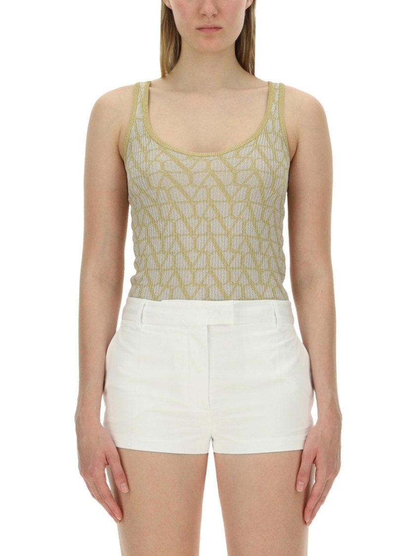Valentino Iconographic Canvas Sleeveless Top