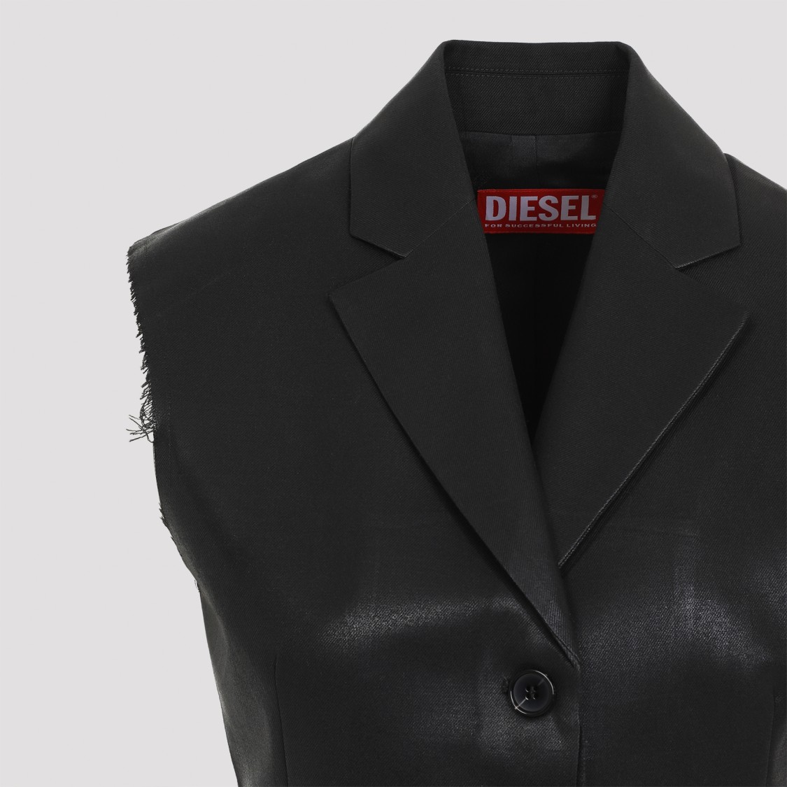 Diesel Chic Waistcoat With Luxurious Polyester And Virgin Wool Blend And Trendy Frayed Edges In Black