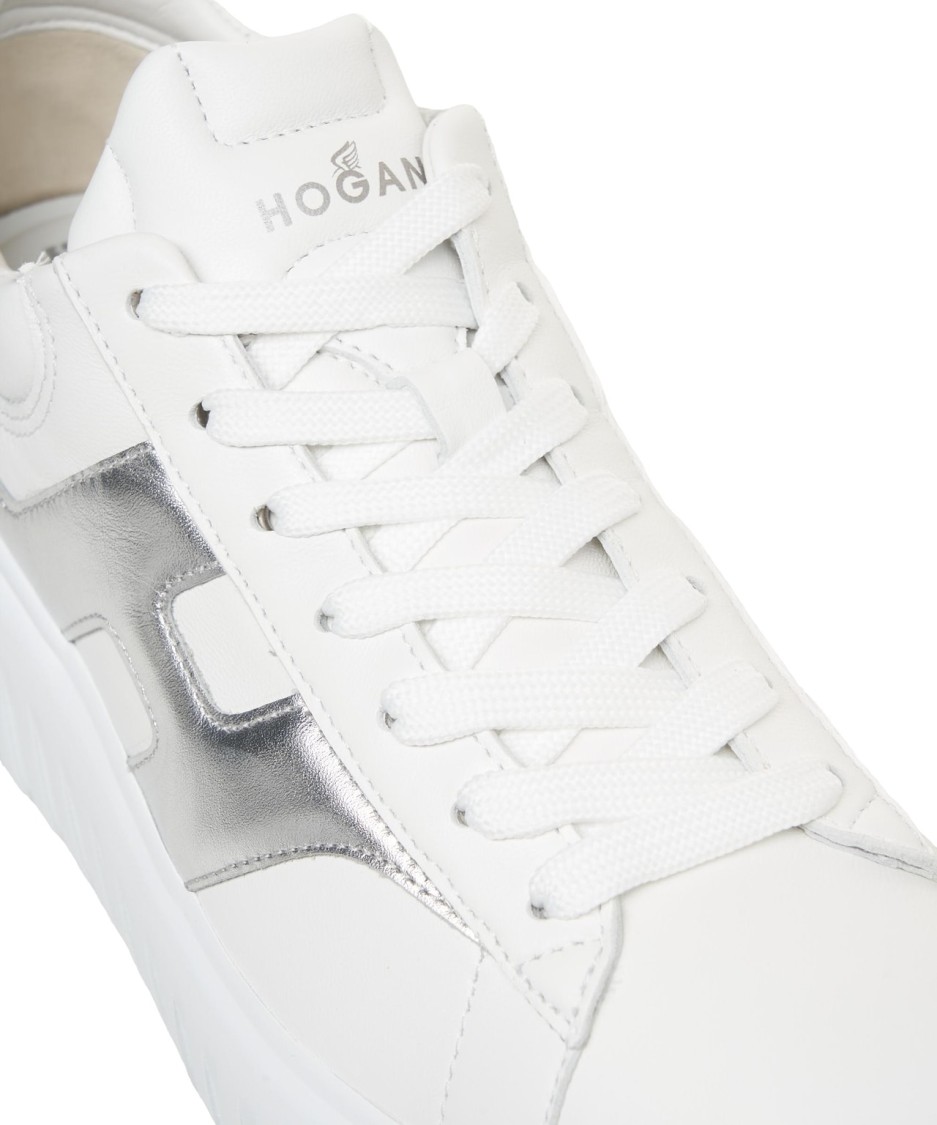 Hogan H-stripes Leather Sneakers In White