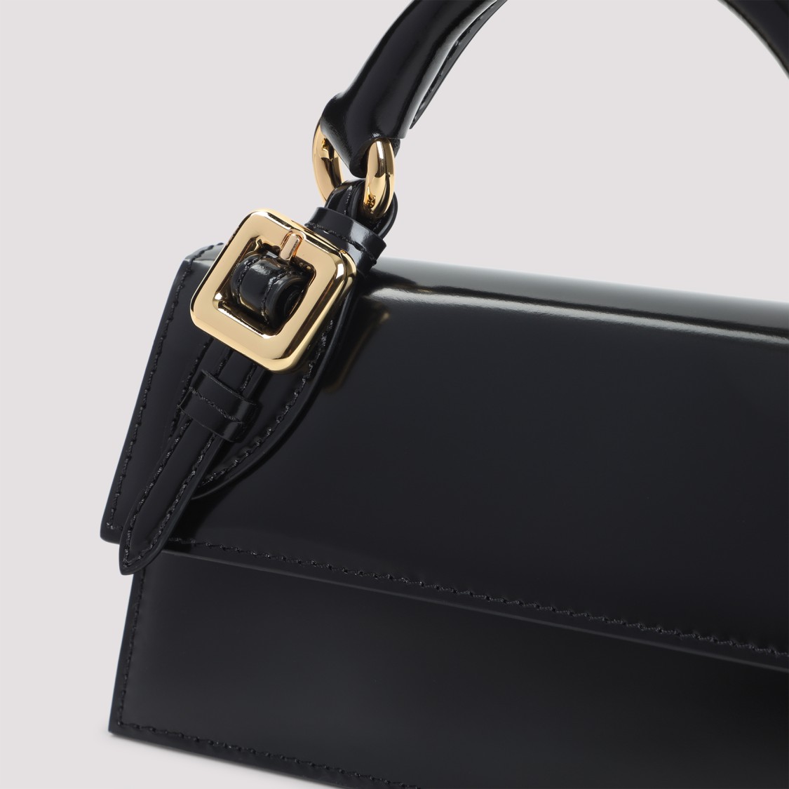 Jacquemus Black Brusched Leather Le Chiquito Long Boucle Handbag In Black