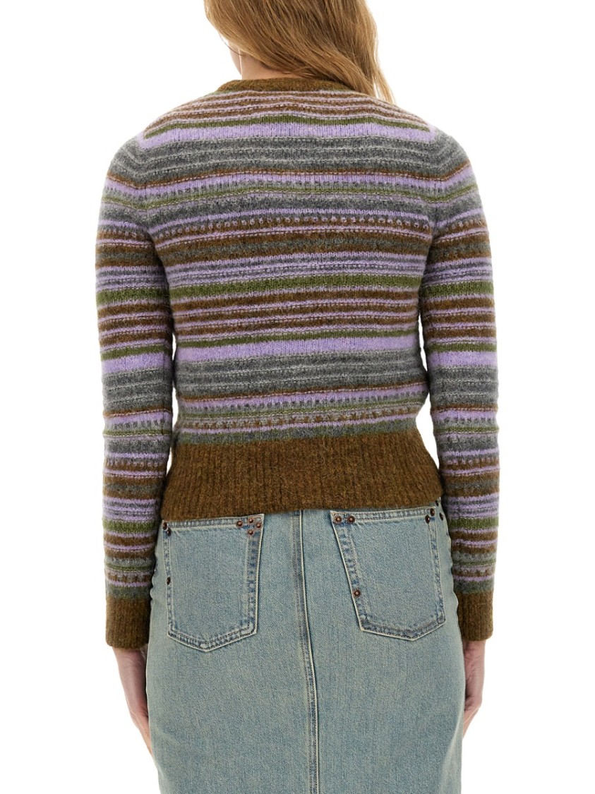 Ganni Soft Wool Stripe Cardigan In Multicolor