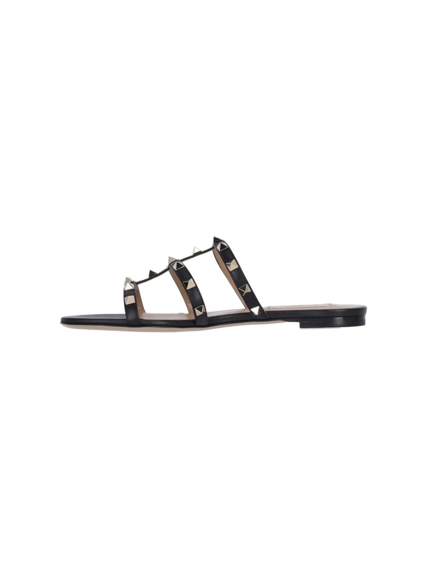 Shop Valentino Garavani Rockstud' Slide Sandals – Black