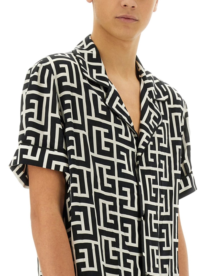 Shop Balmain Monogram Shirt In Multicolor