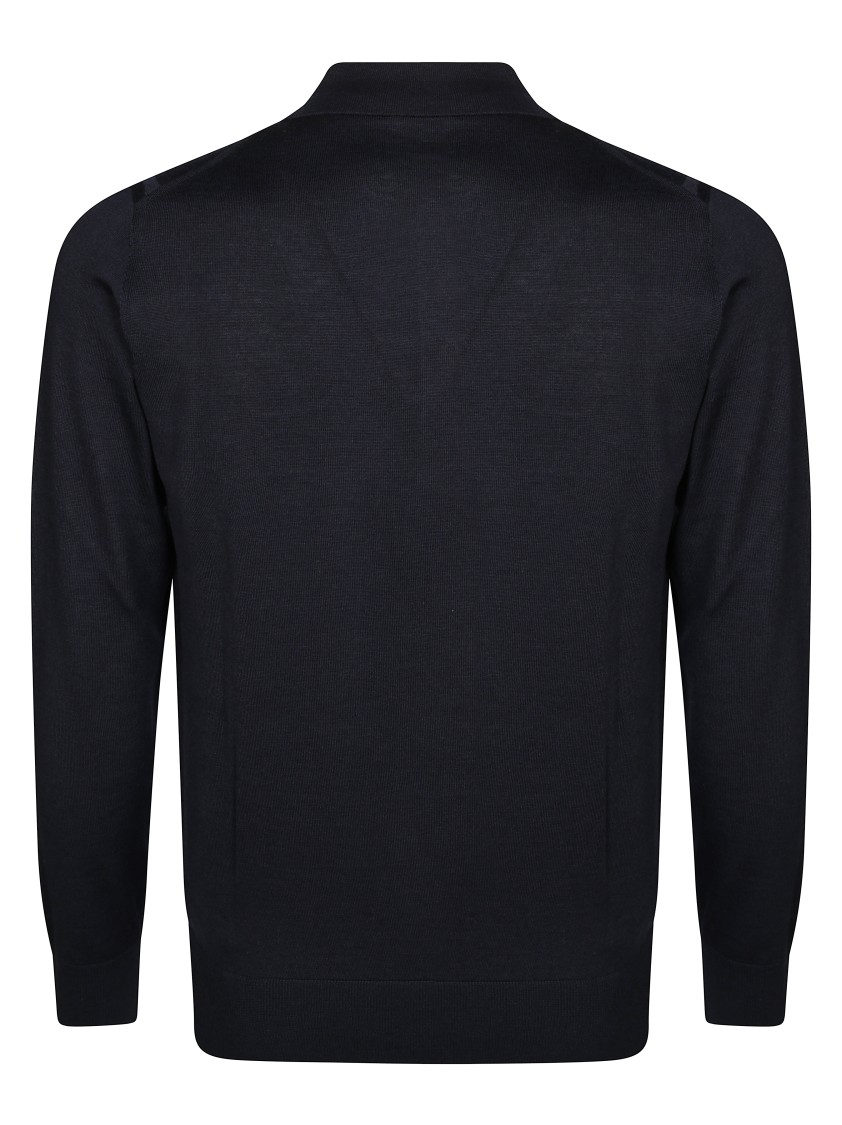 Paolo Pecora Classic Long-sleeved Polo With Four-button Placket In Blue