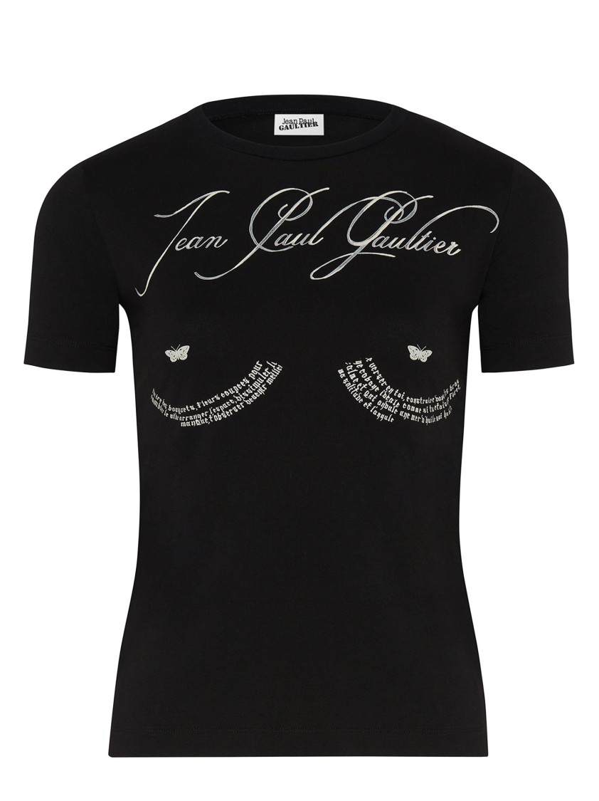 Jean Paul Gaultier Cotton Asymetric T-shirt Printed ''tattoo" In Black