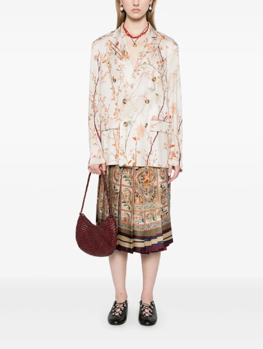 Pierre-louis Mascia Pleated Skirt With Floral And Geometric Patterns