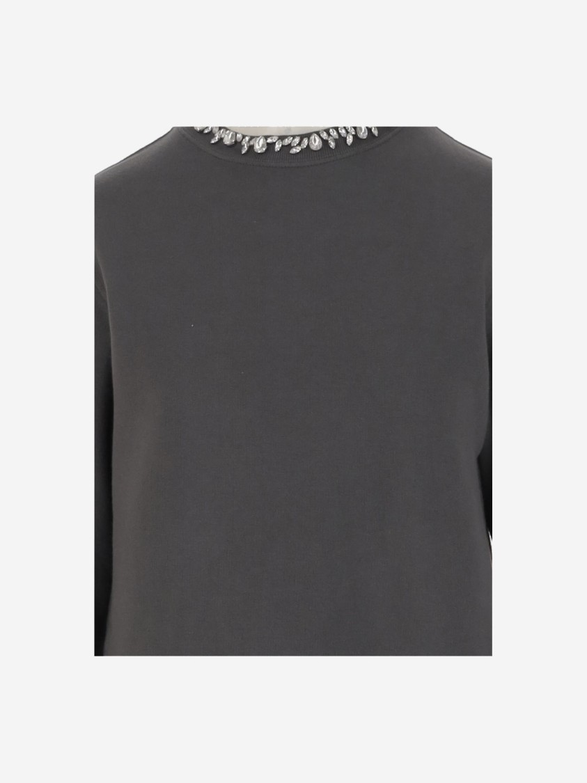 Golden Goose Cotton Sweatshirt With Applied Crystals In Gray