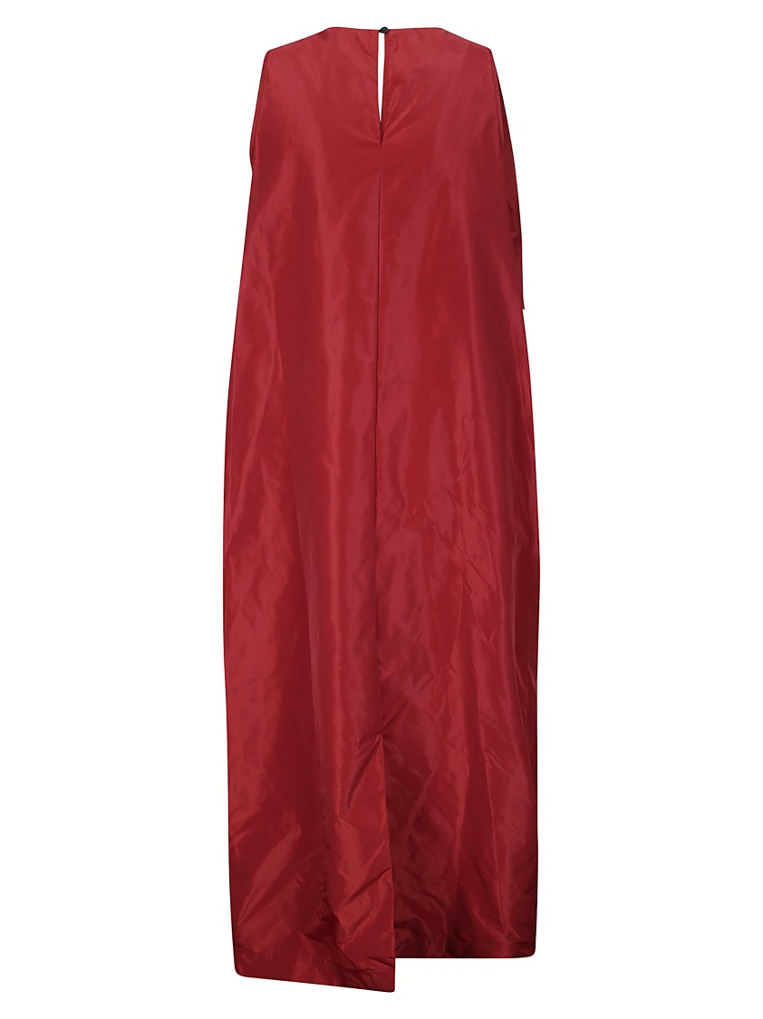 Maria Calderara Midi Pleated Taffeta Dress In Red