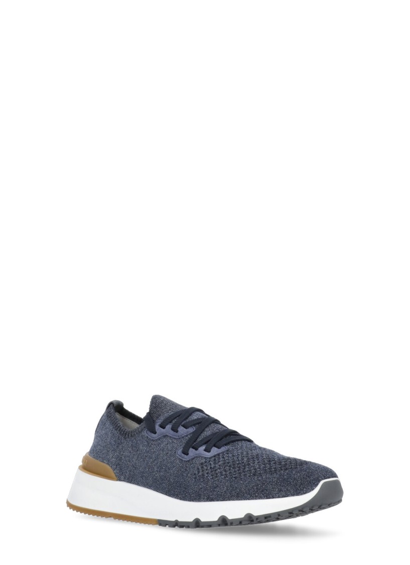 Brunello Cucinelli Knitted Runner Sneakers In Blue