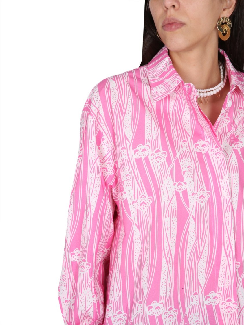 Patou Abstract-print Mini Shirtdress In Pink
