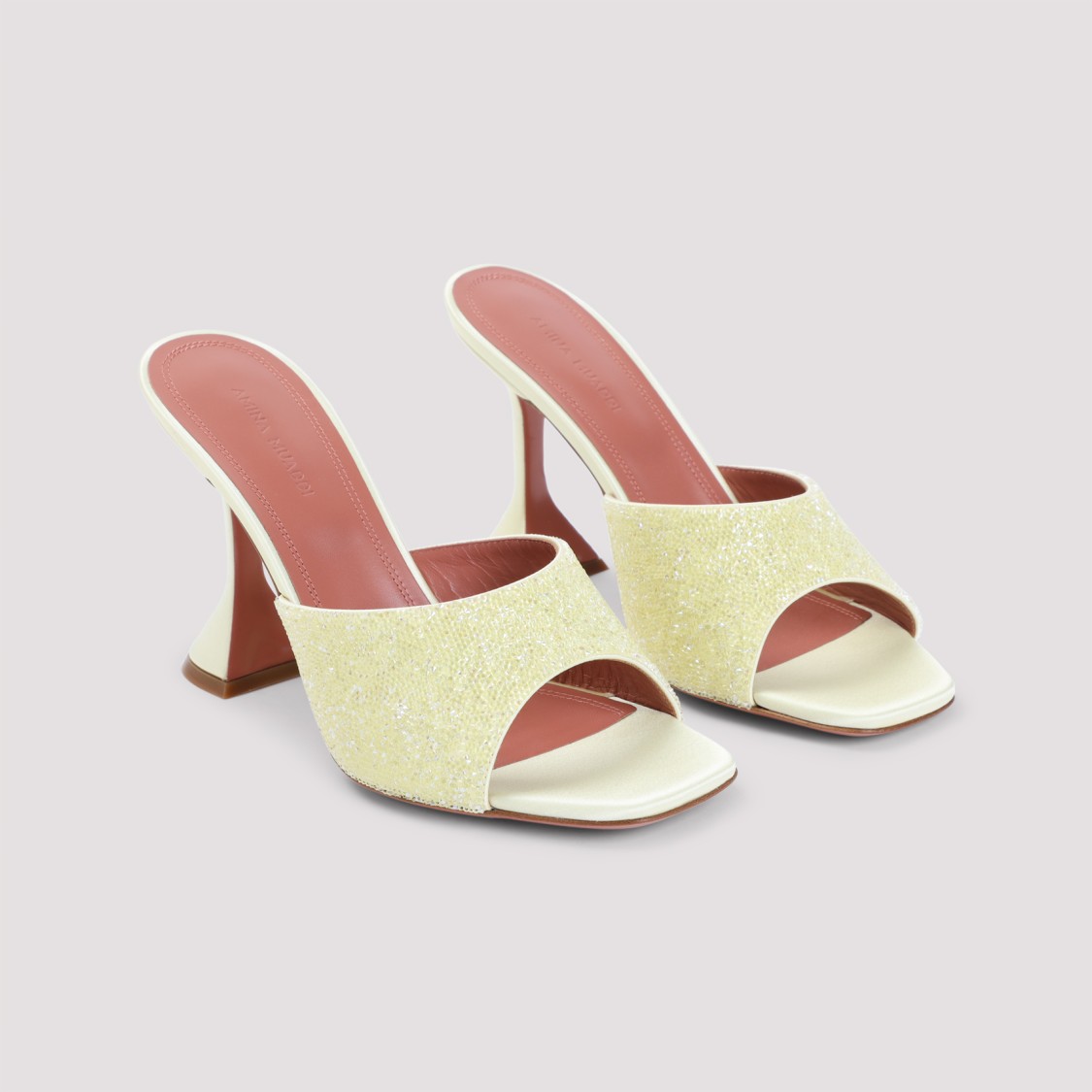 Shop Amina Muaddi Lupita Crystal Dust 95 Sandals In Neutrals