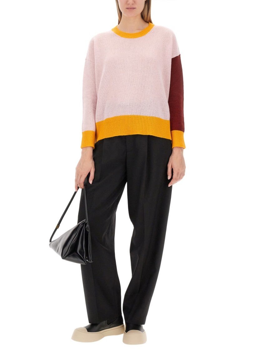 Marni Pink Colour-block Cashmere Jumper