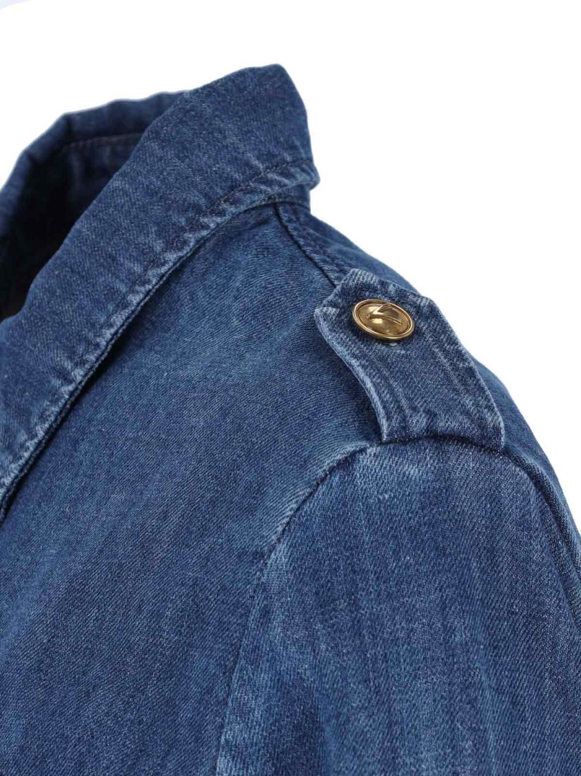 Valentino Casual Shirt With Chest Pockets And Epaulettes In Blue