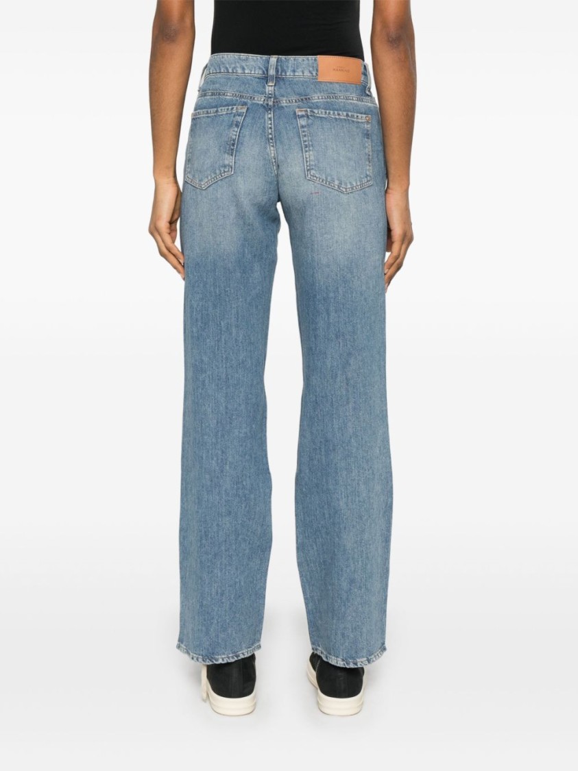 SEVEN SEVEN STRAIGHT LEG JEANS WITH DISTRESSED DETAIL AND CLASSIC FIVE-POCKET DESIGN