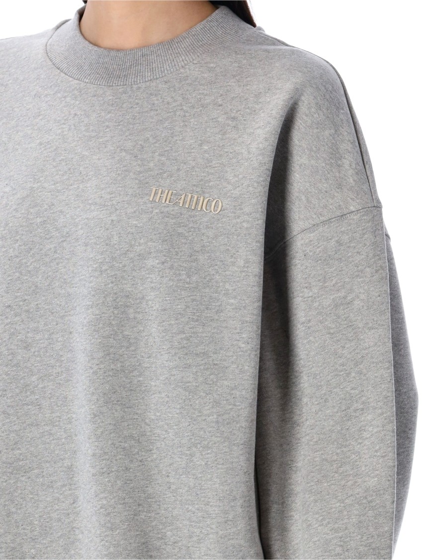 Attico Grey Crewneck Logo Pullover In Grey