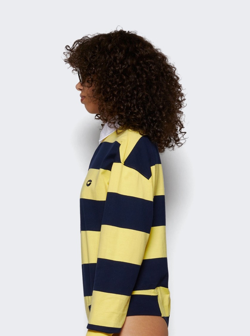 Shop Coperni Striped Polo Bodysuit Yellow And Blue