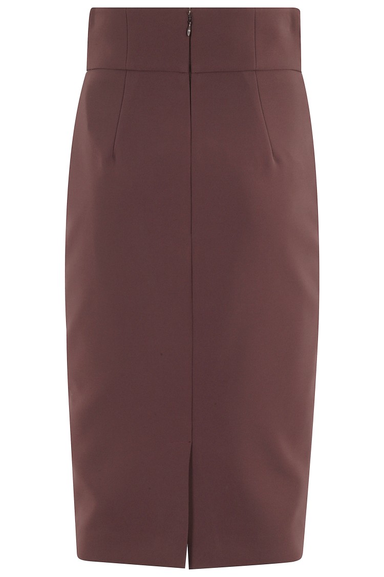 Elisabetta Franchi Merlot Midi Skirt With Front Zip In Purple