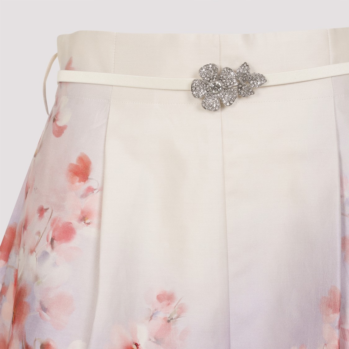 Zimmermann Crush Belted Floral-print Silk And Cotton-blend Twill Shorts In Multicolor