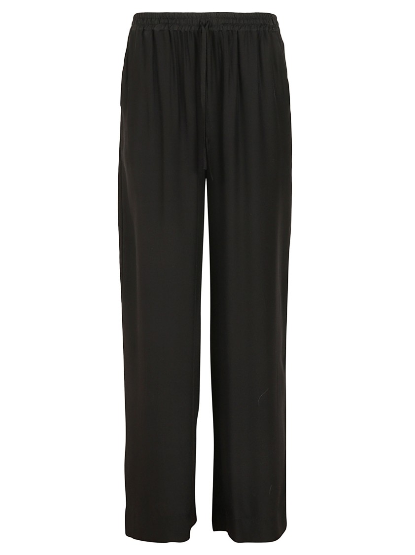 P.a.r.o.s.h . Silk Trousers With Wide Leg And Relaxed Fit In Black