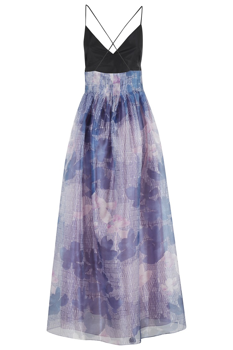 Shop Emporio Armani Printed Chiffon A-line Dress With V-neckline