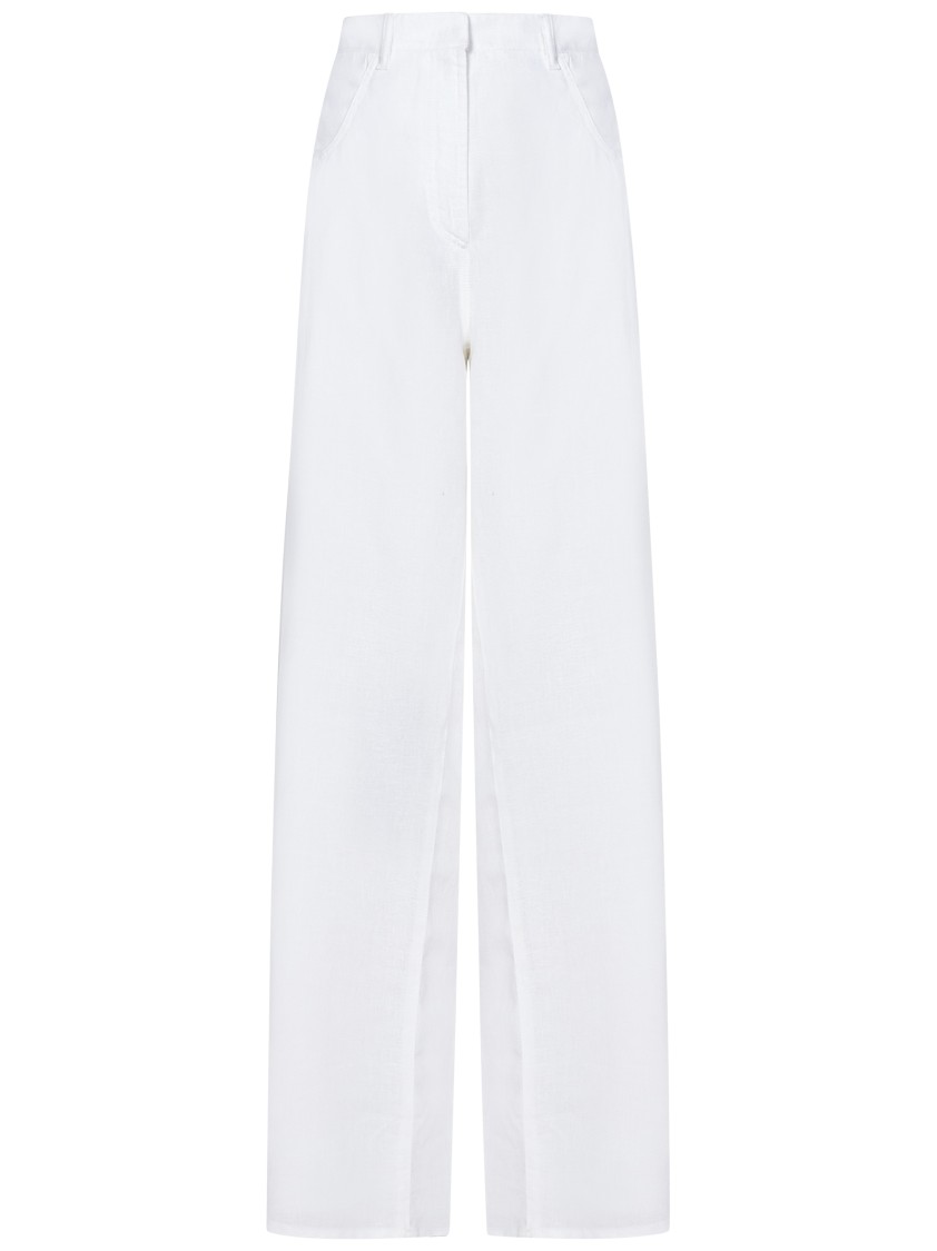 N°21 High-waisted Wide Leg Trousers In Linen Blend