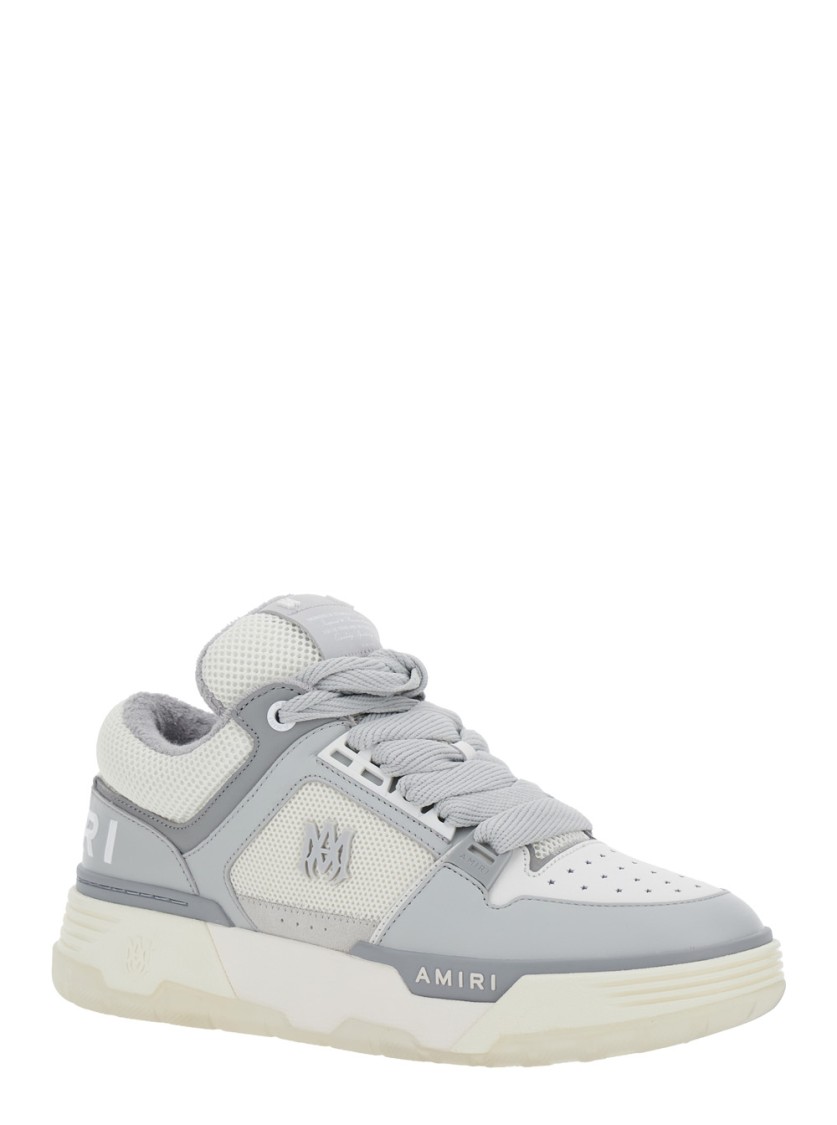 Amiri Grey Low Top Sneakers With Logo Detail In Tech Fabric And Leather Man In Grey