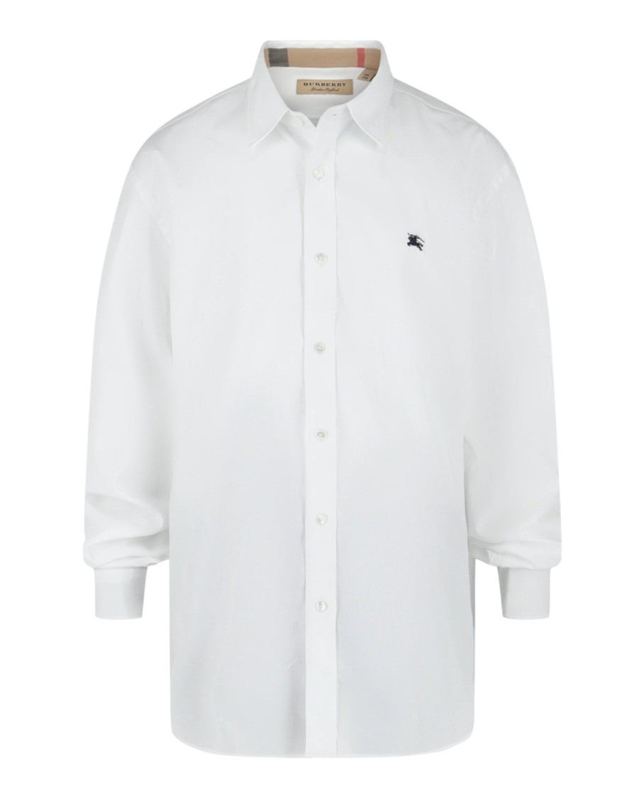 Burberry Stretch Cotton Poplin Shirt In White