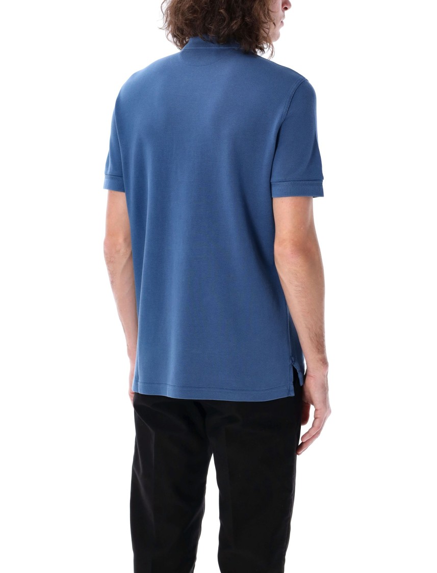 Tom Ford Textured Piquet Polo With Classic Three-button Placket In Blue
