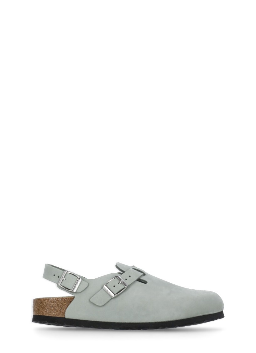 Birkenstock 'tokio' Light Blue Mules With Buckles On The Front And Back In Gray