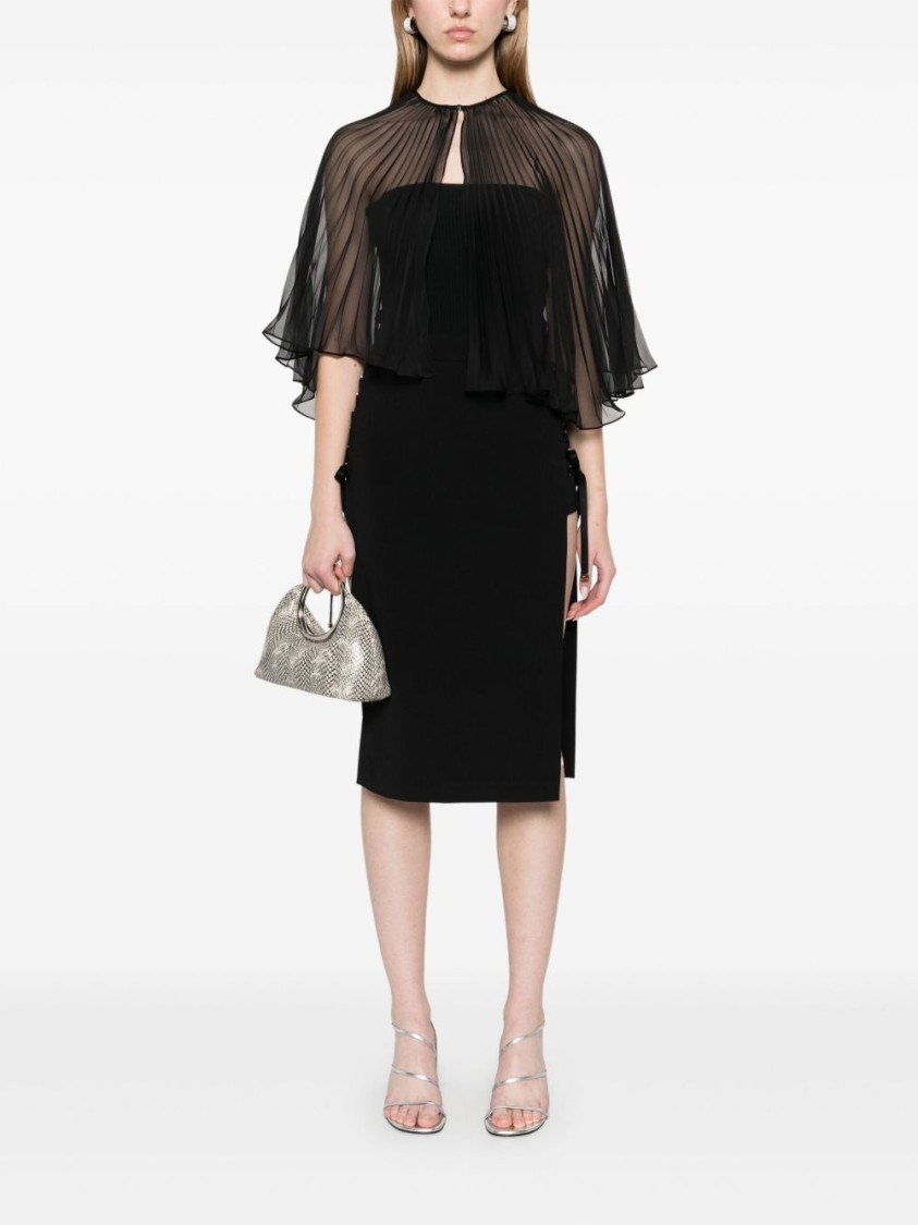 Elisabetta Franchi Midi Skirt In Black With Side Slits In Black