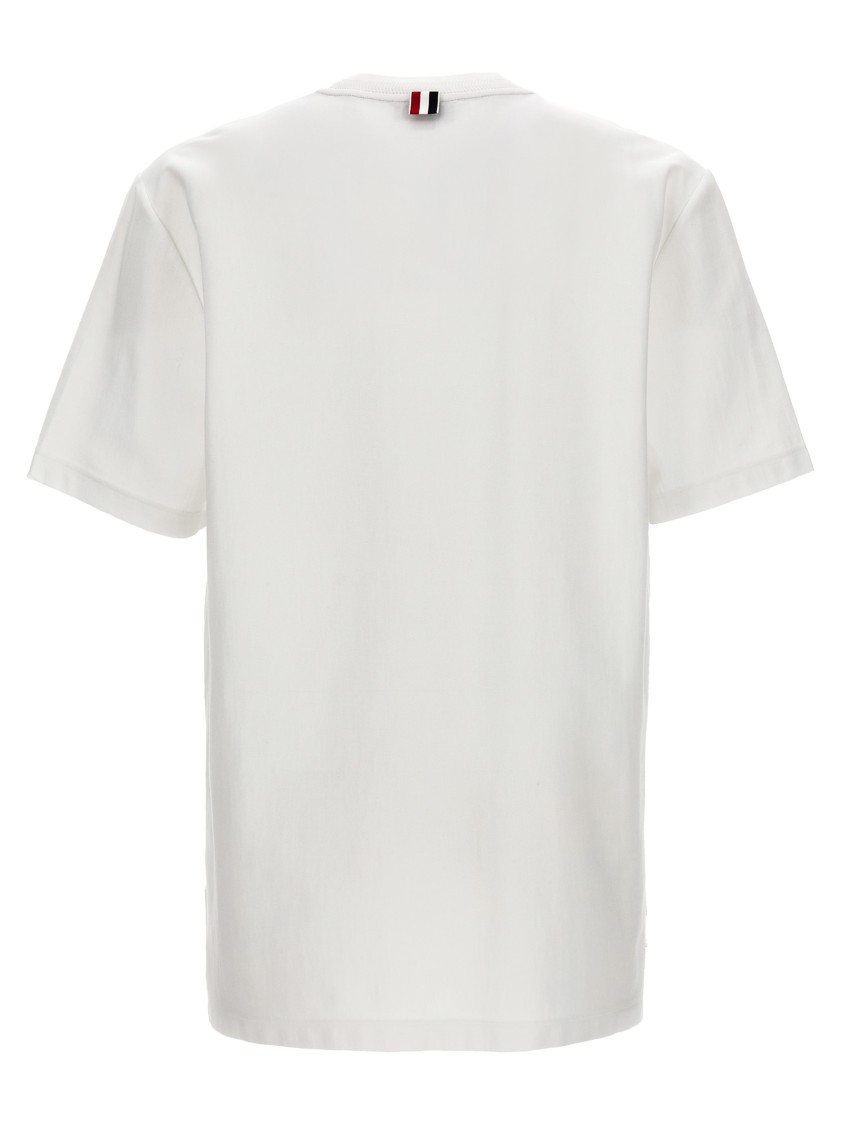 Thom Browne Crewneck T-shirt With Tricolor Intarsia In White
