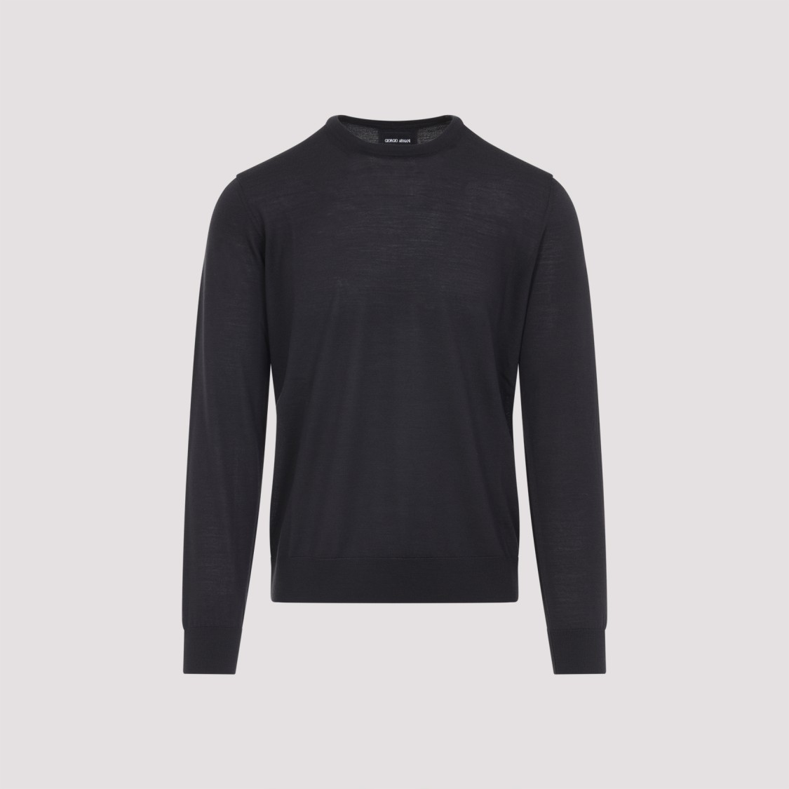 Giorgio Armani Crew Neck Sweater In Virgin Wool In Black