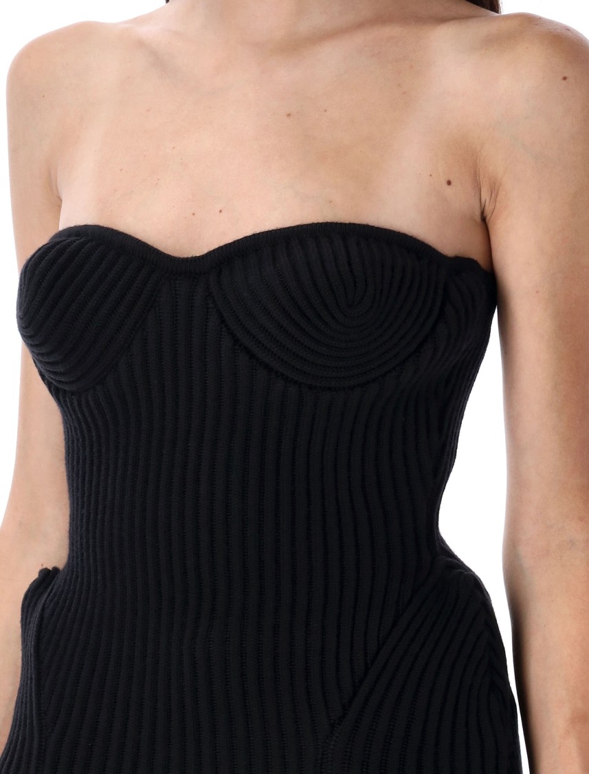 Jean Paul Gaultier Fitted Wool-blend Ribbed Knit Top In Blue
