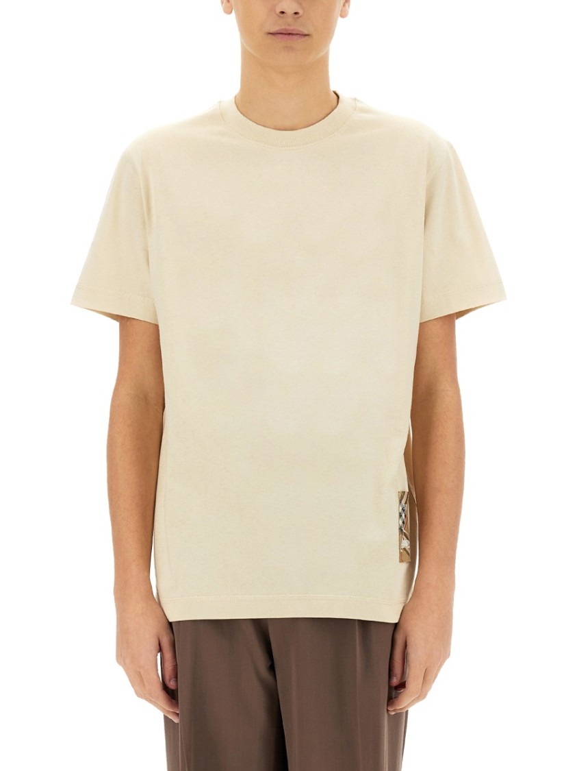 Burberry Beige Cotton T-shirt In Neutrals