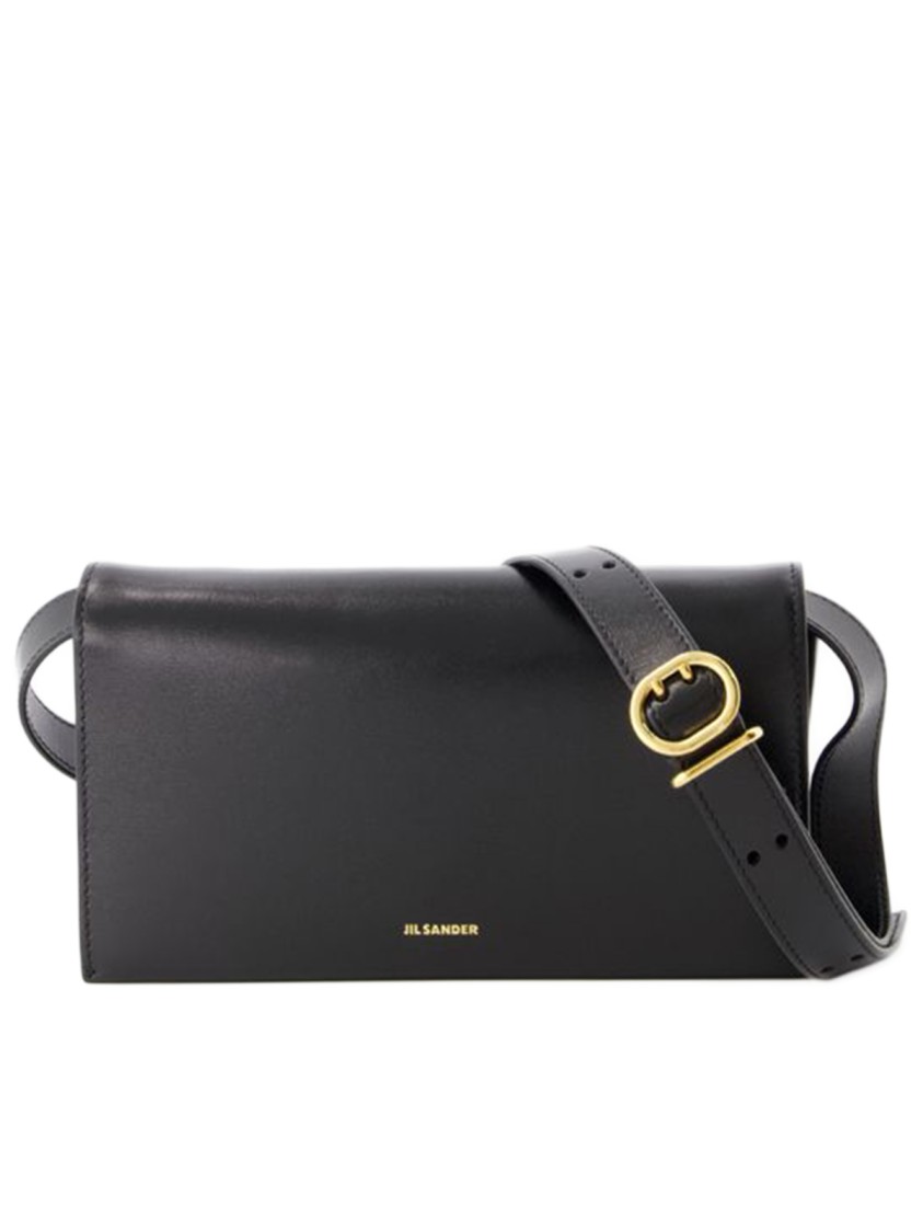 Jil Sander Hobo All Day Buckle Bag - Leather - Black