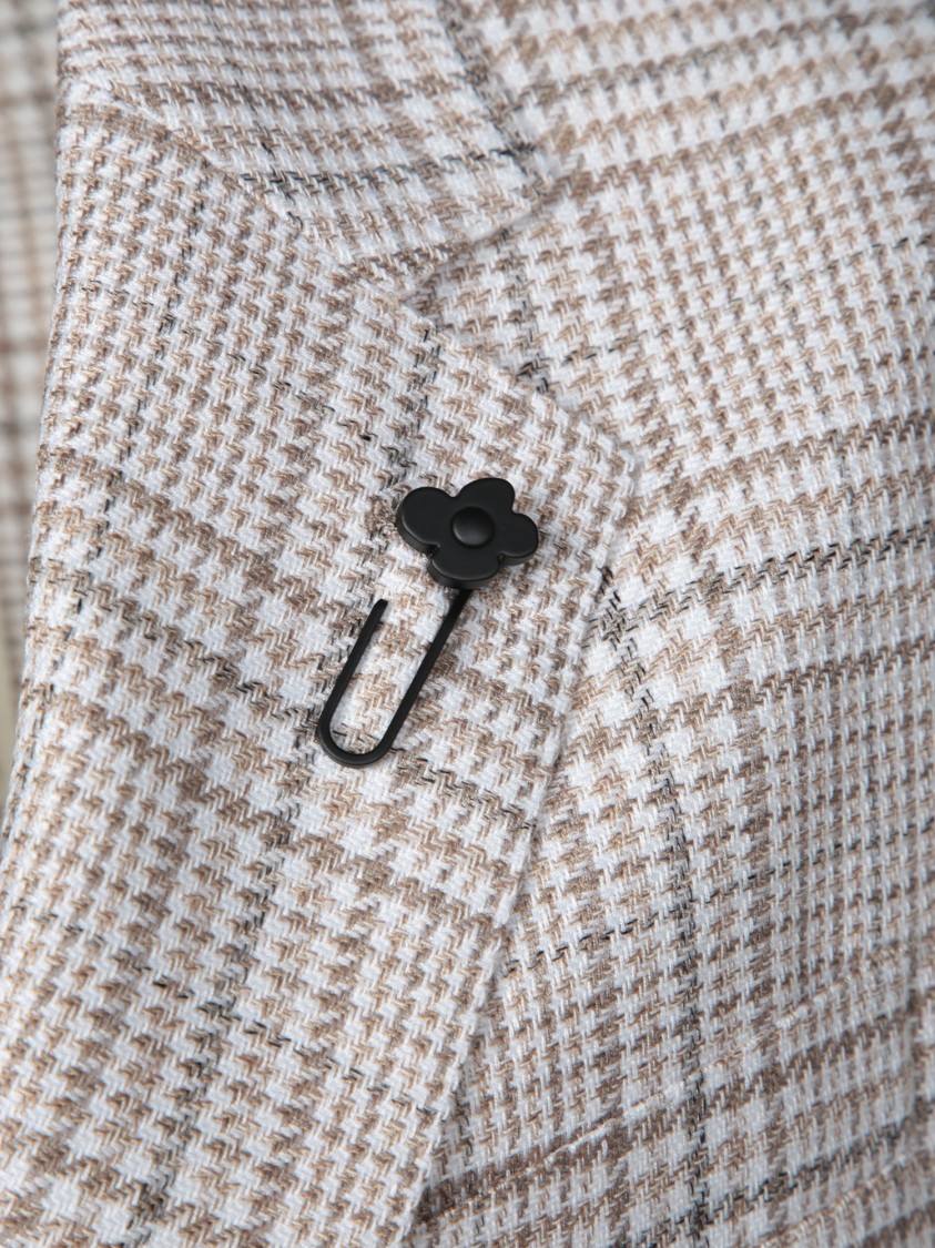 Lardini White And Beige Wool Houndstooth Jacket In Neutrals