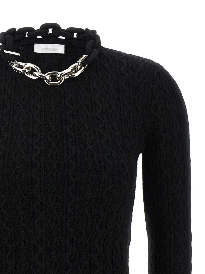Rabanne Chain-collar Wool-cashmere Sweater In Black