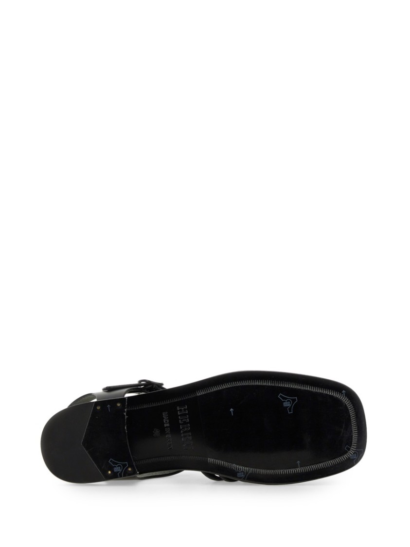 Hereu Smooth Grain Leather Cage Design Sandals