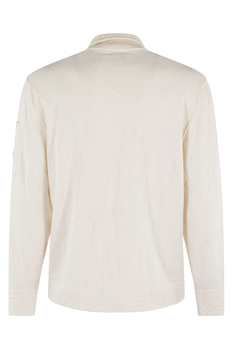 C.p. Company Lens-detail Sweater In Neutrals