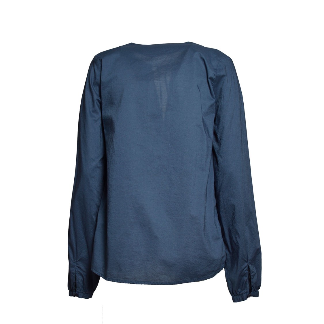 BAZAR DELUXE BAZAR DELUXE BLUE COTTON BLOUSE WITH ETHNIC PROFILE